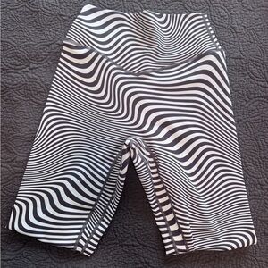 Grey and White Striped Leggings